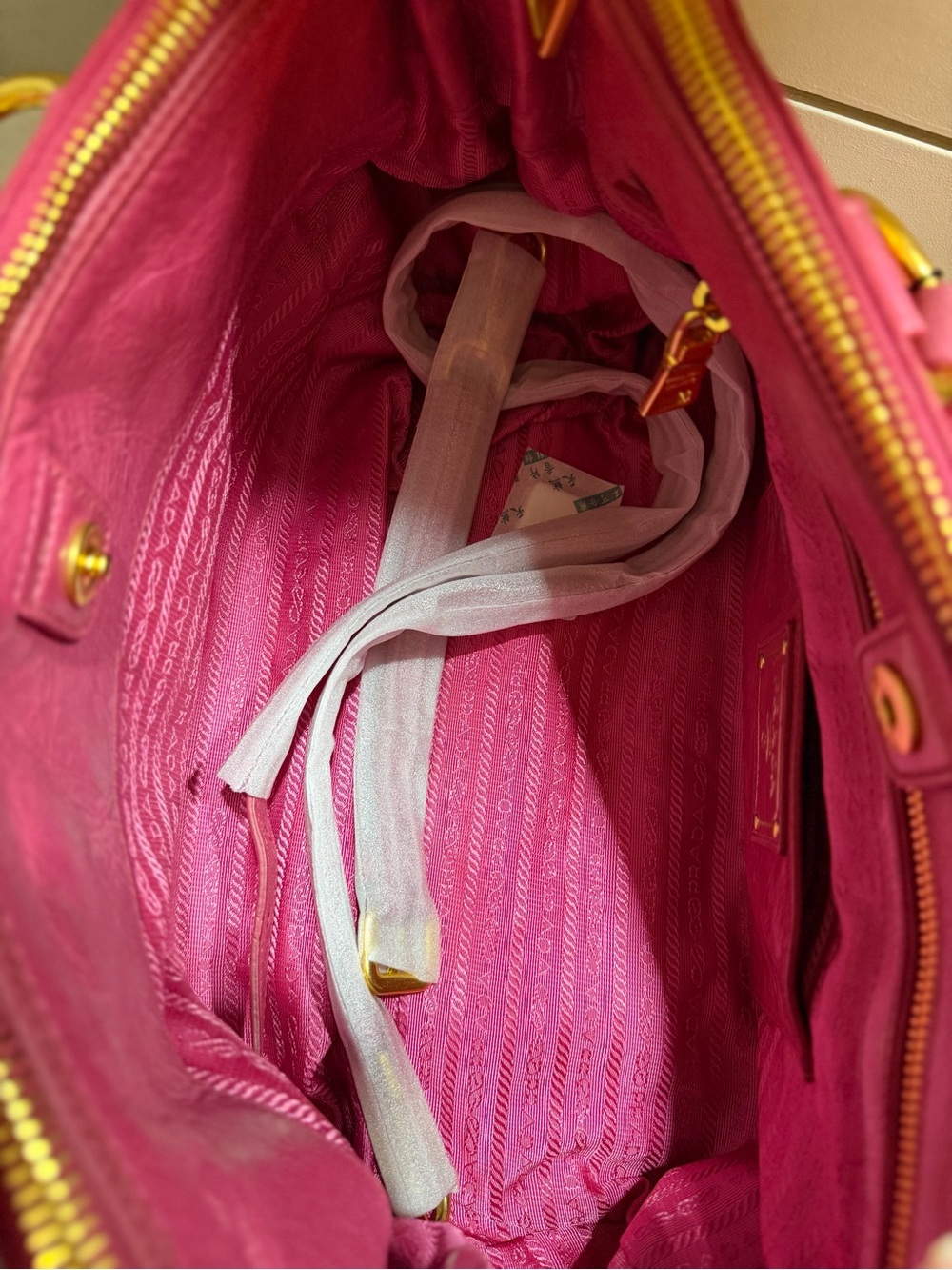 Prada Hot Pink Leather Tote with Gold Hardware - Picture 5 of 10